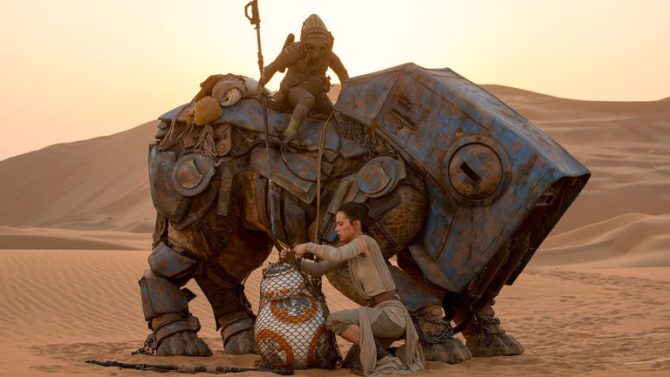 Star Wars: The Force Awakens - Rey, BB-8, beast - Lucasfilm, Bad Robot, Truenorth Productions - from official Star Wars site http://www.starwars.com/databank/luggabeast