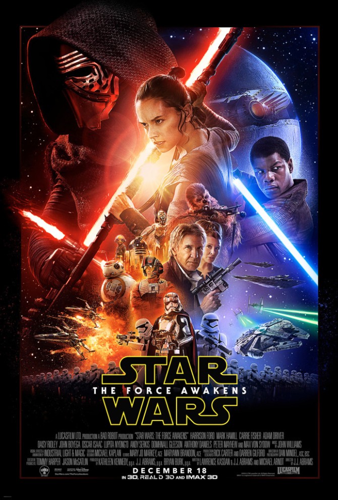 Star Wars: The Force Awakens - movie poster - property of Lucasfilm, Bad Robot, Truenorth Productions - from Star Wars official site http://www.starwars.com/news/star-wars-the-force-awakens-theatrical-poster-first-look-in-theater-exclusives-and-more