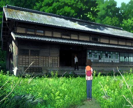 Wolf Children - Toyama Prefecture-style house - property of Nippon Television Network, Studio Chizu, Madhouse et al. - from https://allieby.wordpress.com/2014/04/30/non-western-art-exhibit-anime-as-an-art-form/