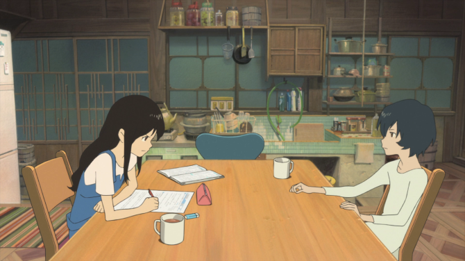 Wolf Children - Yuki and Ame at their studies - property of Nippon Television Network, Studio Chizu, Madhouse et al. - from https://thehaphazard.wordpress.com/tag/the-wolf-children-ame-and-yuki/
