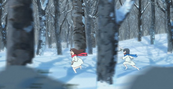 Wolf Children - snow chase - property of Nippon Television Network, Studio Chizu, Madhouse et al. - from https://genkinahito.wordpress.com/2012/11/15/the-wolf-children/