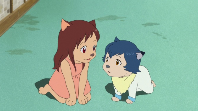 Wolf Children - the siblings, little - property of Nippon Television Network, Studio Chizu, Madhouse et al. - from http://alexkittle.com/2014/09/28/movie-review-ookami-kodomo-no-ame-to-yuki-wolf-children-2012/